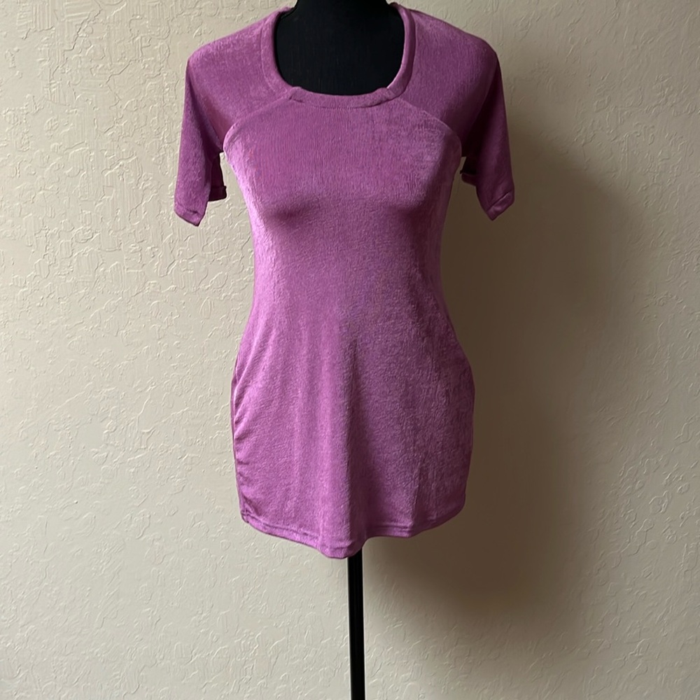 Peppermayo Purple Short‎ Sleeve Velour Top